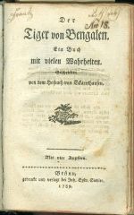 Der Tiger von Bengalen Ein Buch mit vielen Wahrheiten - Eckartshausen Karl von | antikvariat - detail knihy