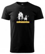 Mam rad antikvariaty - Cerne bavlnene tricko podle navrhu Pavla Koutskeho | antikvariat - detail tricka