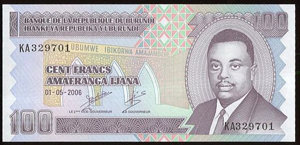 Burundi 100 Franks - B4870 | antikvariat - detail bankovky