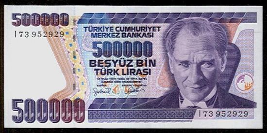 Turecko  500000 Lirasi - C796 | antikvariat - detail bankovky