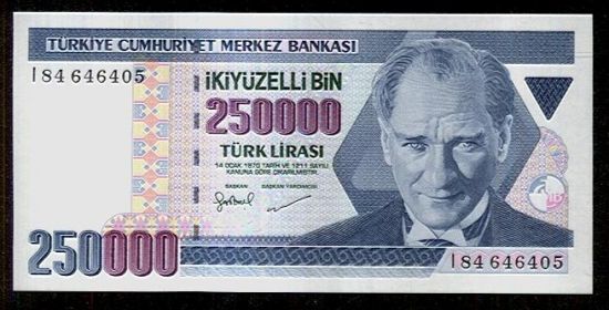 Turecko  250000 Lirasi - C795 | antikvariat - detail bankovky