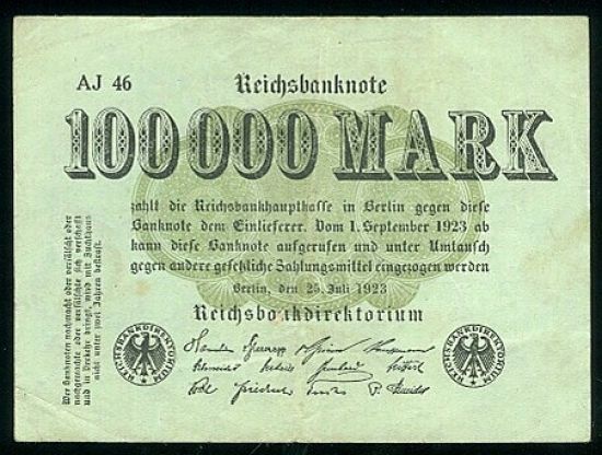 100000 Marek - A 001 | antikvariat - detail bankovky