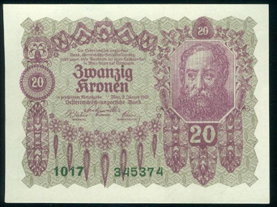 20 Koruna 1922 - 9510 | antikvariat - detail bankovky