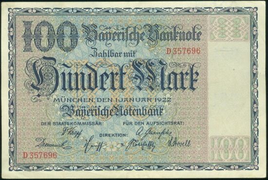 100 Marek 1922 - 9512 | antikvariat - detail bankovky