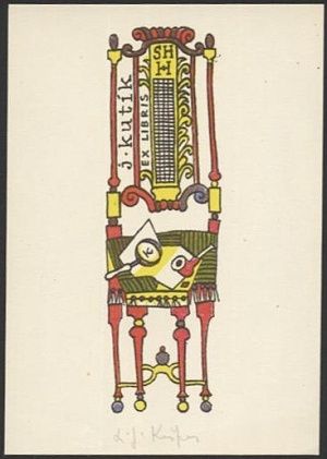 Ex libris J Kutik - Kaspar Ladislav Josef | antikvariat - detail grafiky