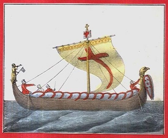 Vikingska lod | antikvariat - detail grafiky