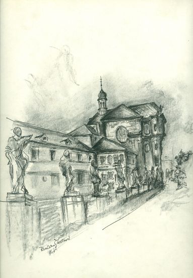 Kuks  kresba - P Skover  | antikvariat - detail grafiky