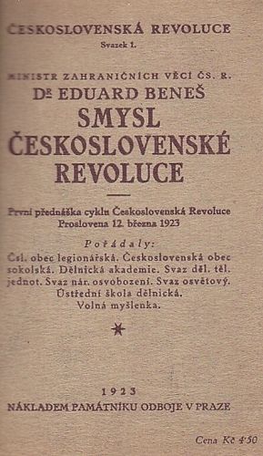 Smysl ceskoslovenske revoluce - Benes Eduard | antikvariat - detail knihy