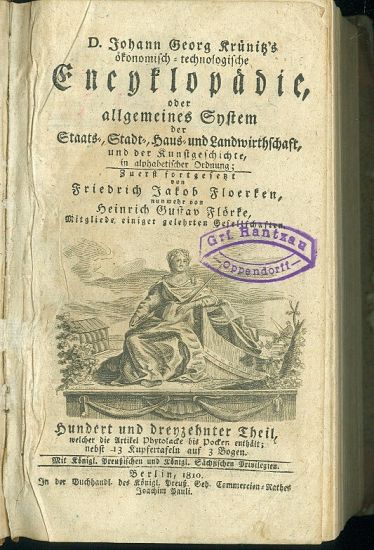 Dr Johann Georg Krunitzs Encyklopedie oder allgemeines System der Staats Stadt Haus undLandwirthschaft  Hundert unddrenzehnter Theil | antikvariat - detail knihy