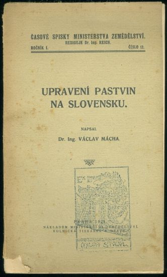 Upraveni pastvin na Slovensku - Macha Vaclav Ing Dr | antikvariat - detail knihy