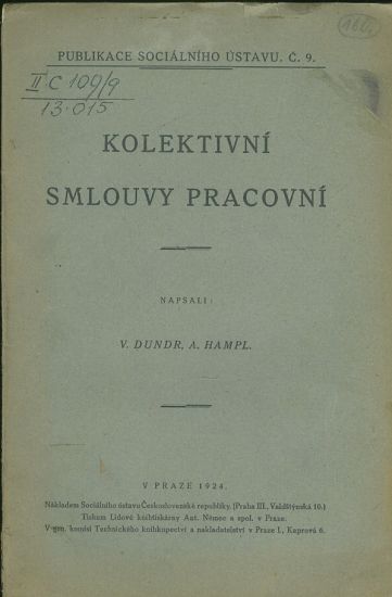 Kolektivni smlouvy pracovni - Dundr V Hampl A | antikvariat - detail knihy