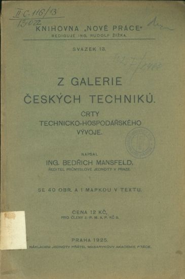 Z galerie ceskych techniku  Crty technicko  hospodarskeho vyvoje - Mansfeld Bedrich Ing | antikvariat - detail knihy