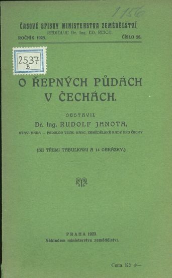 O repnych pudach v Cechach - Janota Rudolf Dr Ing | antikvariat - detail knihy