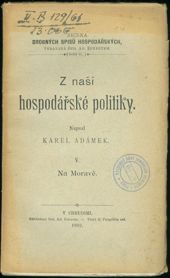 Na Morave  Z nasi hospodarske politiky V - Adamek Karel | antikvariat - detail knihy
