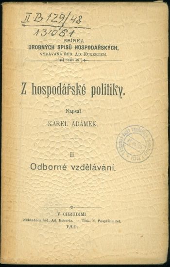 Odborne vzdelavani  Z hospodarske politiky II - Adamek Karel | antikvariat - detail knihy