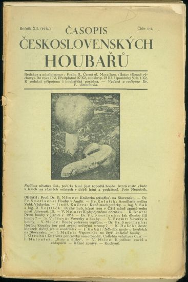 Casopis ceskoslovenskych houbaru roc XII - Smotlacha F Dr | antikvariat - detail knihy