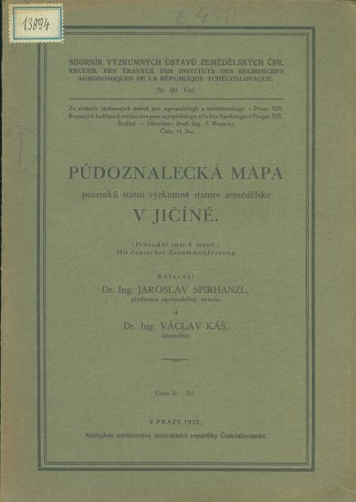Pudoznalecka mapa pozemku statni vyzkumne stanice v Jicine - Spirhanzl Jaroslav Ing | antikvariat - detail knihy