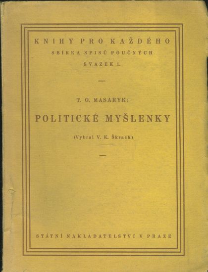 Politicke myslenky - Masaryk T G | antikvariat - detail knihy