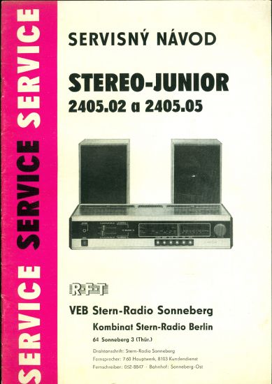 Stereo  Junior 240502 a 240505 Servisny navod | antikvariat - detail knihy