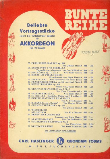 Beliebte Vortragsstucke leicht bis mittelschwer gesetzt fur Akkordeon | antikvariat - detail knihy