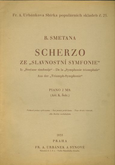 Scherzo ze Slavnostni symphonie piano 2 ruce - Smetana Bedrich | antikvariat - detail knihy