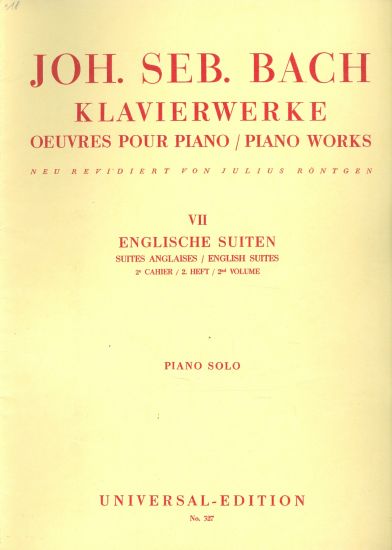Klavierwerke VII Englische Suiten Piano solo - Bach J S | antikvariat - detail knihy