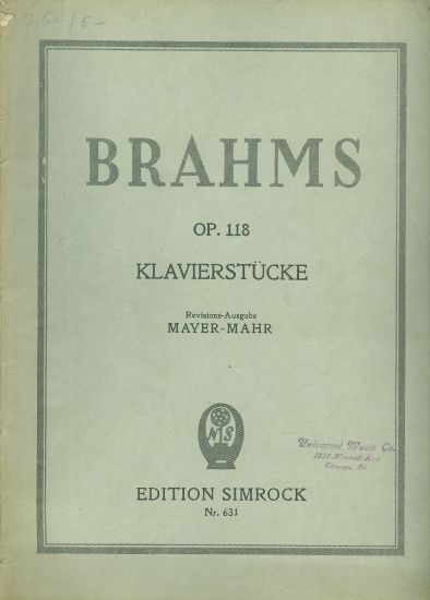 Klavierstucke Op 118 - Brahms | antikvariat - detail knihy