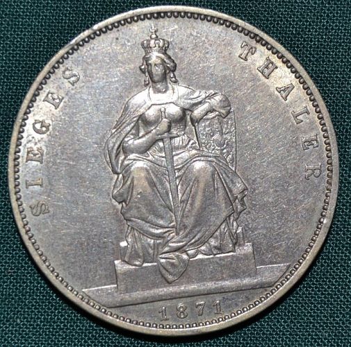 Spolkovy tolar 1871 A  vitezny Prusko Wilhelm I - A8973 | antikvariat - detail numismatiky