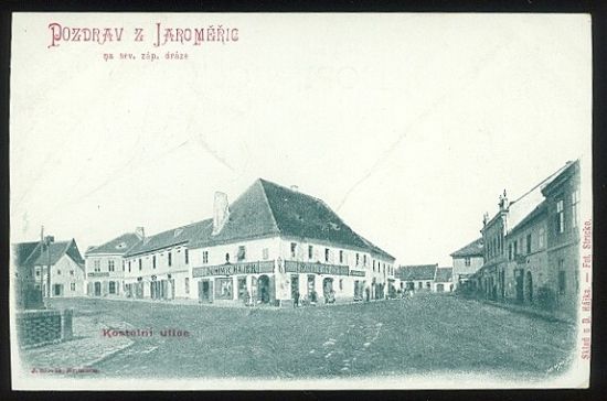 Pozdrav z Jaromeric na sev zap draze  Kostelni ulice | antikvariat - detail pohlednice