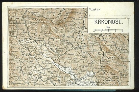 Pozdrav z Krkonos  mapa | antikvariat - detail pohlednice