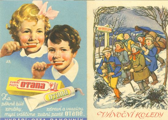 Vanocni koledy  reklama na zubni pastu Otana | antikvariat - detail pohlednice