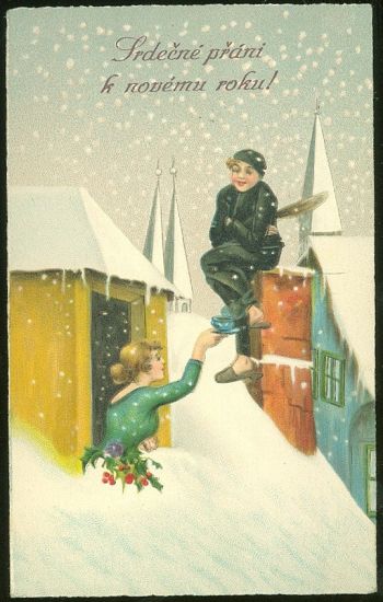 Srdecne prani k novemu roku | antikvariat - detail pohlednice