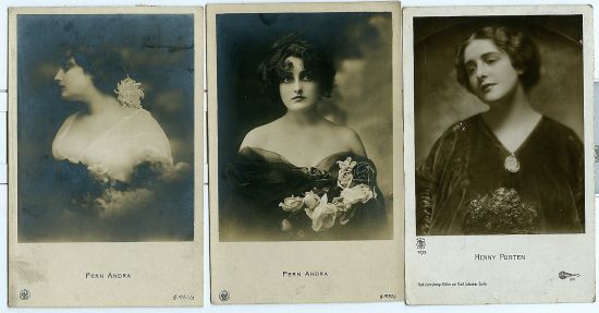 Americke herecky Fern Andra a Henny Porten  3 ks | antikvariat - detail pohlednice