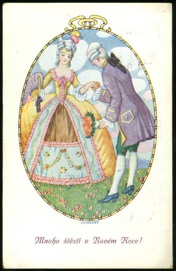 Mnoho stesti v Novem roce | antikvariat - detail pohlednice