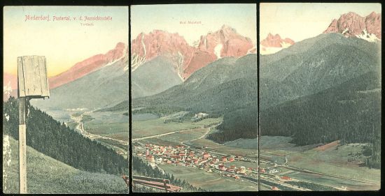 Niederdorf Pustertal v d Aussichtsstelle Toblach | antikvariat - detail pohlednice