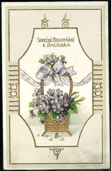 Srdecne prani k jmeninam | antikvariat - detail pohlednice