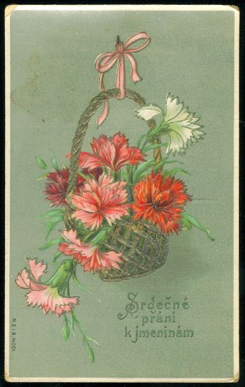 Srdecne prani k jmeninam | antikvariat - detail pohlednice