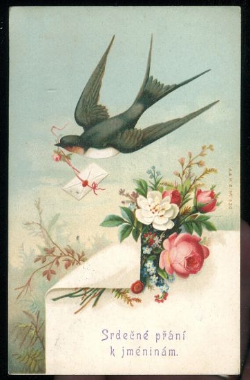 Srdecne prani k jmeninam | antikvariat - detail pohlednice