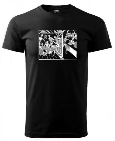 Knihtisk  tricko s potiskem | antikvariat - detail tricka