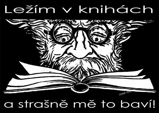 Lezim v knihach  tricko s potiskem | antikvariat - detail tricka